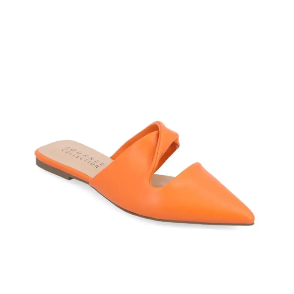 NEW Journee Women's Enniss Cutout Pointed Toe Mule Flats Size 7 Orange VOLS